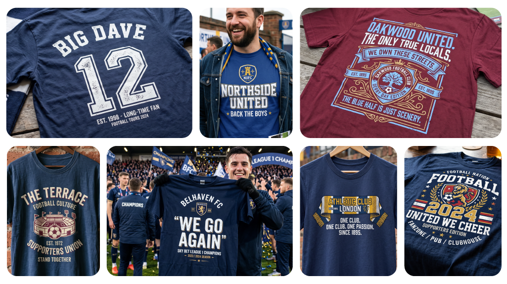 Supporter and fan football T-shirt design ideas – The T Shirt Man | Next Day T Shirt Printing & Custom Hoodies Supporter and fan football T-shirt design ideas