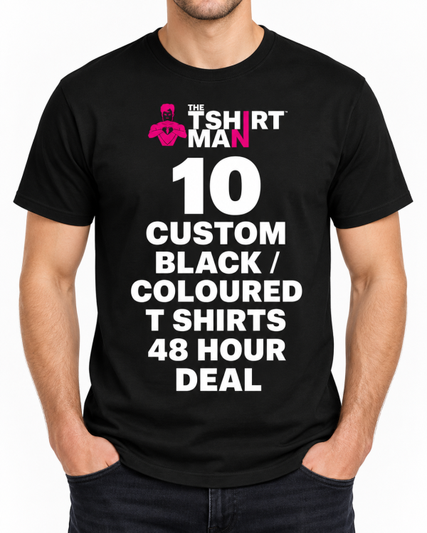 10 Next Day Printed Black T Shirts – The T Shirt Man | Next Day T Shirt Printing & Custom Hoodies 10 Next Day Printed Black T Shirts