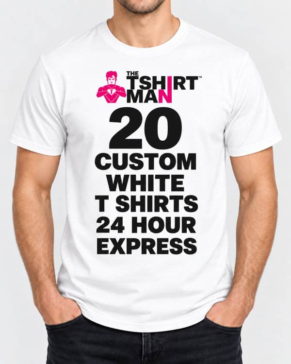 20 Next Day Printed White T Shirts โ The T Shirt Man | Next Day T Shirt Printing & Custom Hoodies 20 Next Day Printed White T Shirts