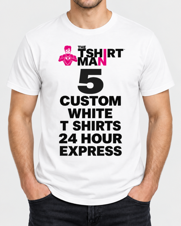 5 Next Day Printed White T Shirts