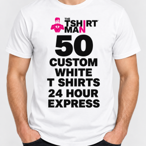 50 Next Day Printed White T Shirts