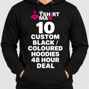 10 custom printed hoodies 48 hour express deal