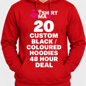 20 custom printed hoodies fast 48 hour printing