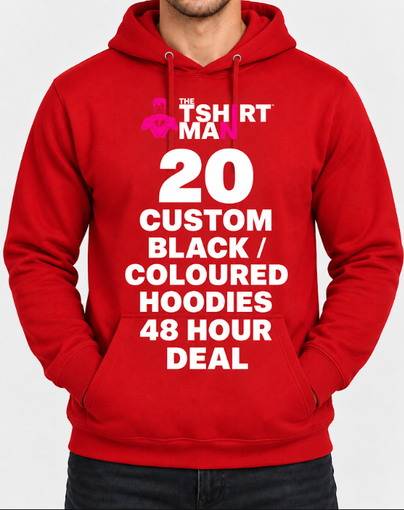 20 custom printed hoodies fast 48 hour printing โ The T Shirt Man | Next Day T Shirt Printing & Custom Hoodies 20 custom printed hoodies fast 48 hour printing
