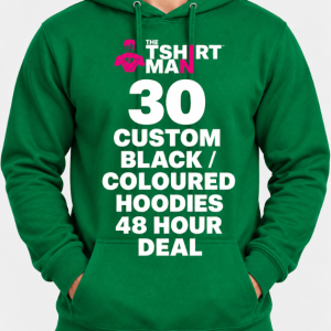 30 custom printed hoodies express printing UK