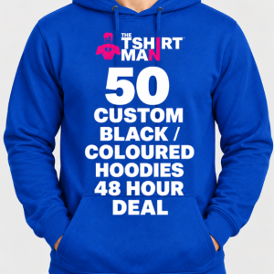 50 custom printed hoodies bulk 48 hour printing