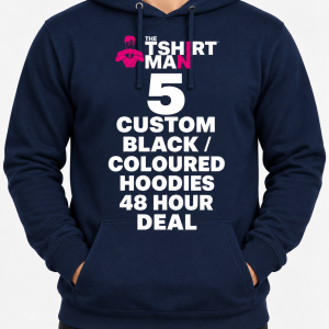 5 custom printed hoodies 48 hour express printing