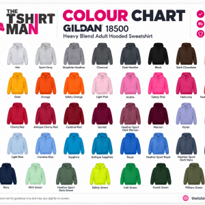 The T Shirt Man - Hoodies Colour Chart